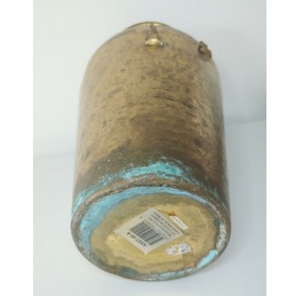 OLD INDIA VINTAGE BIG BRASS BASE POT GOLD LACQUERED MULTIPURPOSE USE HOME DECOR - Picture 5 of 9